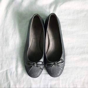 Sparkly Gray Bow Ballet Flats